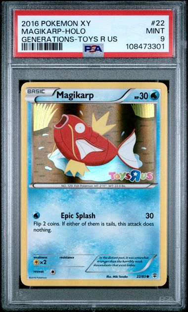 PSA 9 2016 POKEMON XY GENERATIONS #22 MAGIKARP-HOLO GENERATIONS-TOYS R US -
