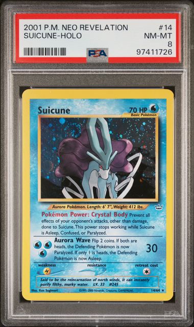 PSA 8 2001 POKEMON NEO REVELATION #14 SUICUNE-HOLO -