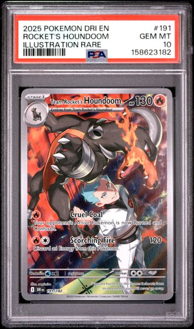 PSA 2025 POKEMON DRI EN-DESTINED RIVALS #191 ROCKET'S HOUNDOOM ILLUSTRATION RARE - 10
