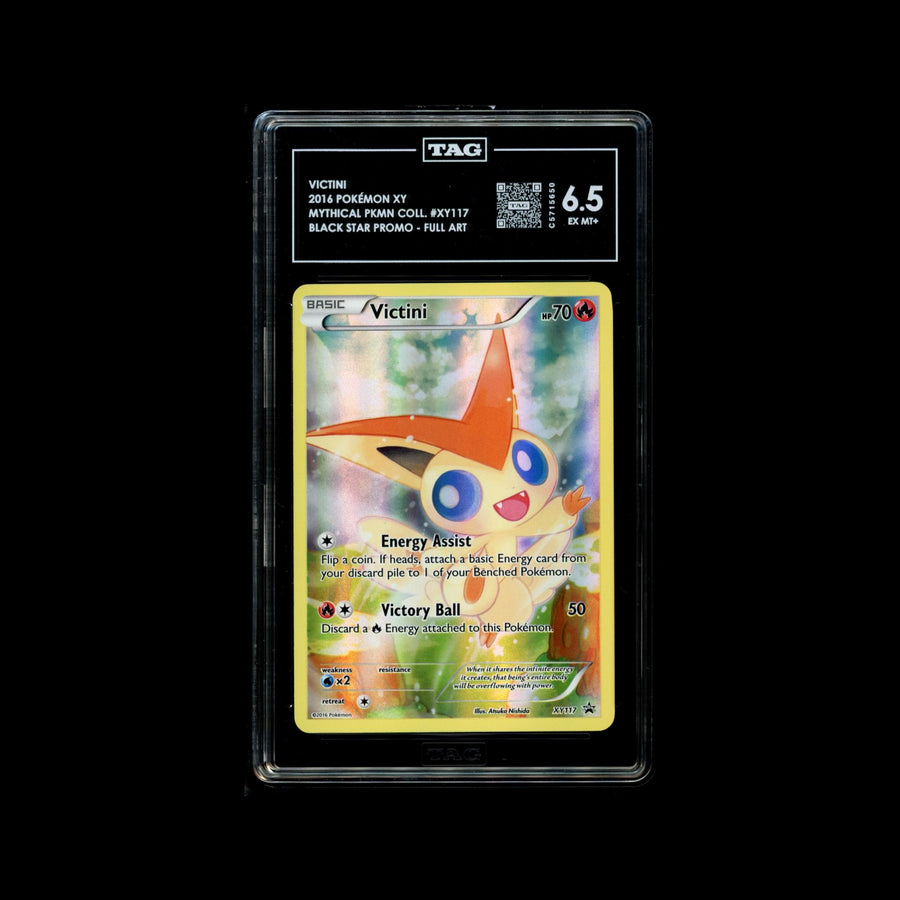 TAG 6.5 2016 POKÉMON XY BLACK STAR PROMOS #XY117 MYTHICAL COLLECTION VICTINI - PSA