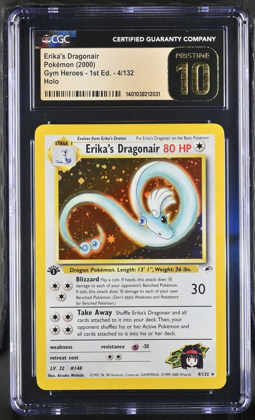 CGC Pristine 2000 Pokémon Gym Heroes - 1st Ed. 4/132 Erika's Dragonair - Pristine 10