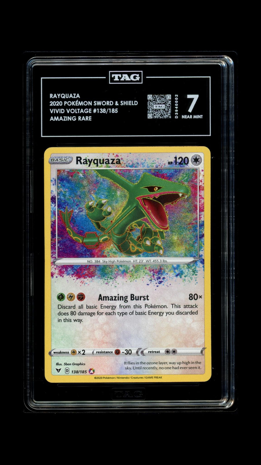 TAG 2020 Vivid Voltage Rayquaza #138/185 - 7 NEAR MINT PSA