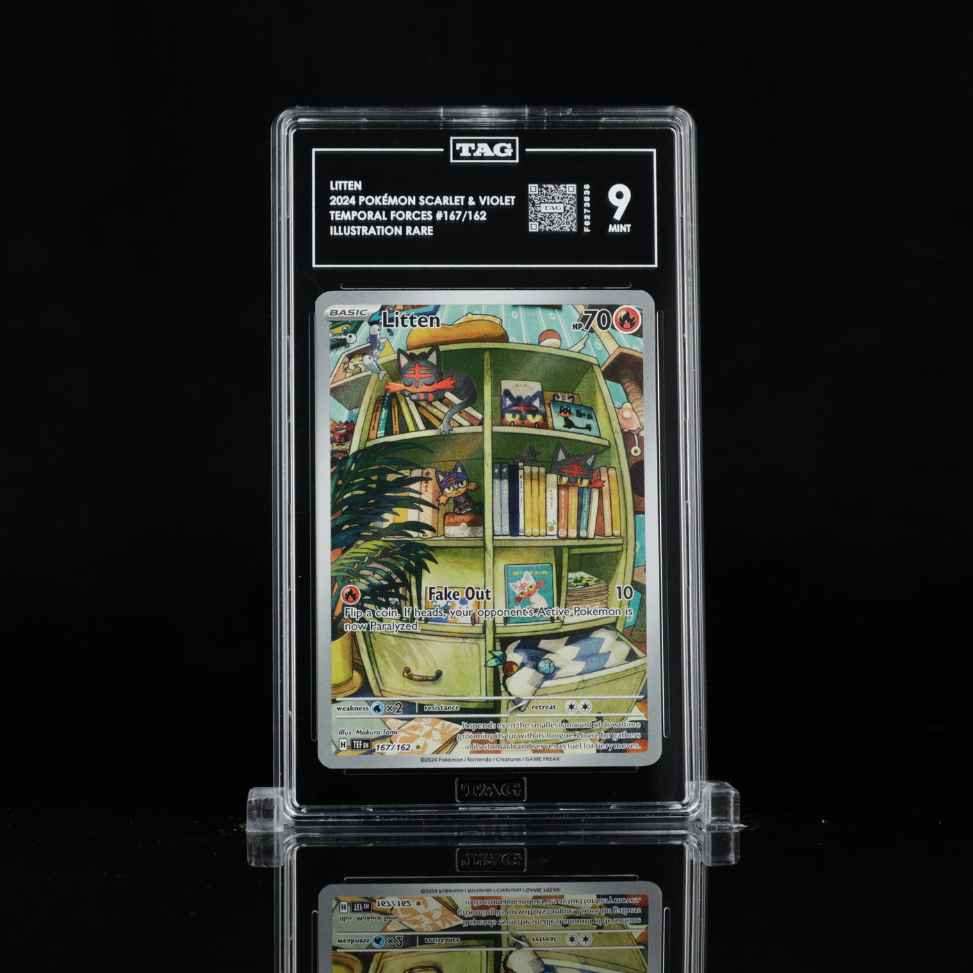 TAG 9 2024 POKÉMON SCARLET & VIOLET #167/162 TEMPORAL FORCES LITTEN - PSA