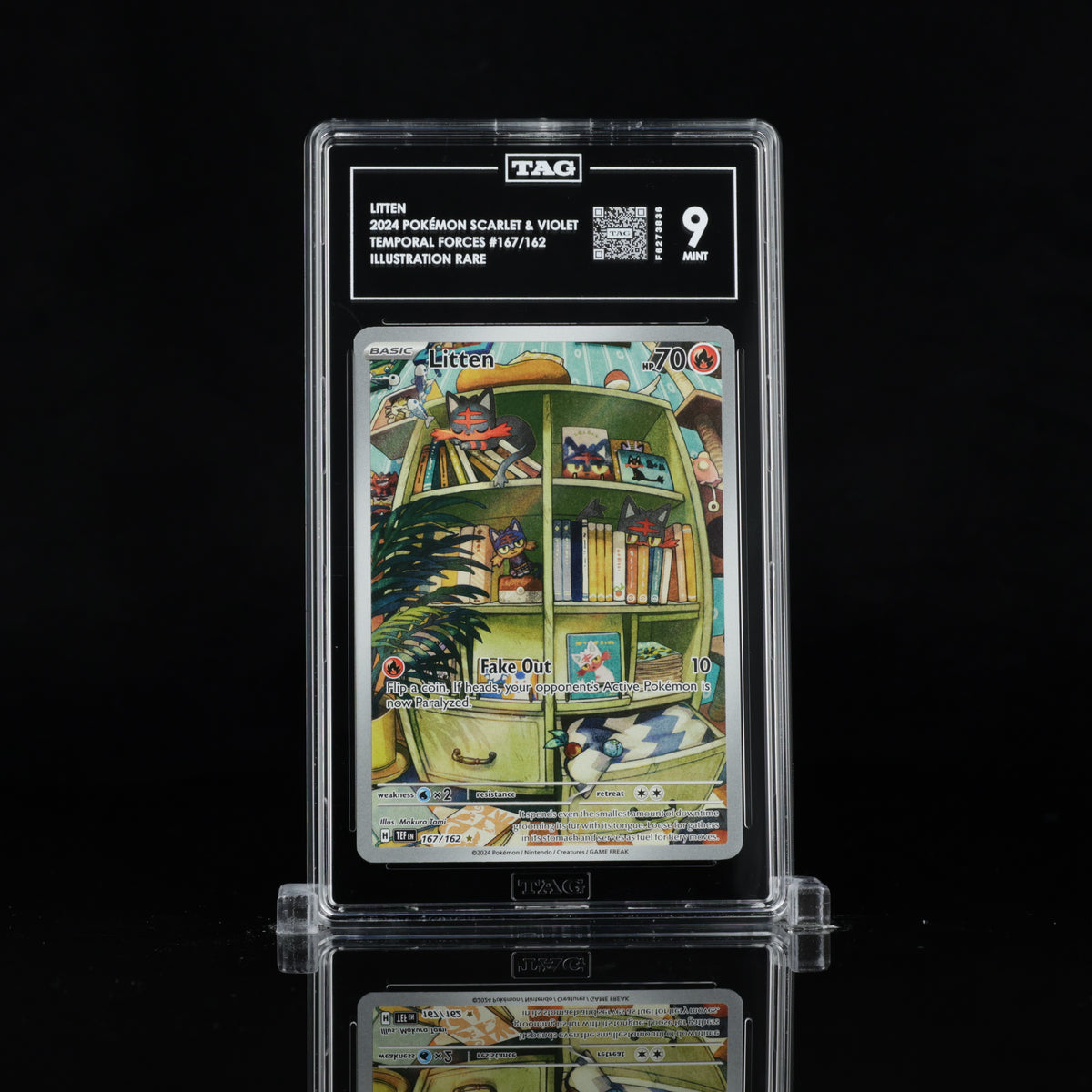 TAG 9 2024 POKÉMON SCARLET & VIOLET #167/162 TEMPORAL FORCES LITTEN - PSA