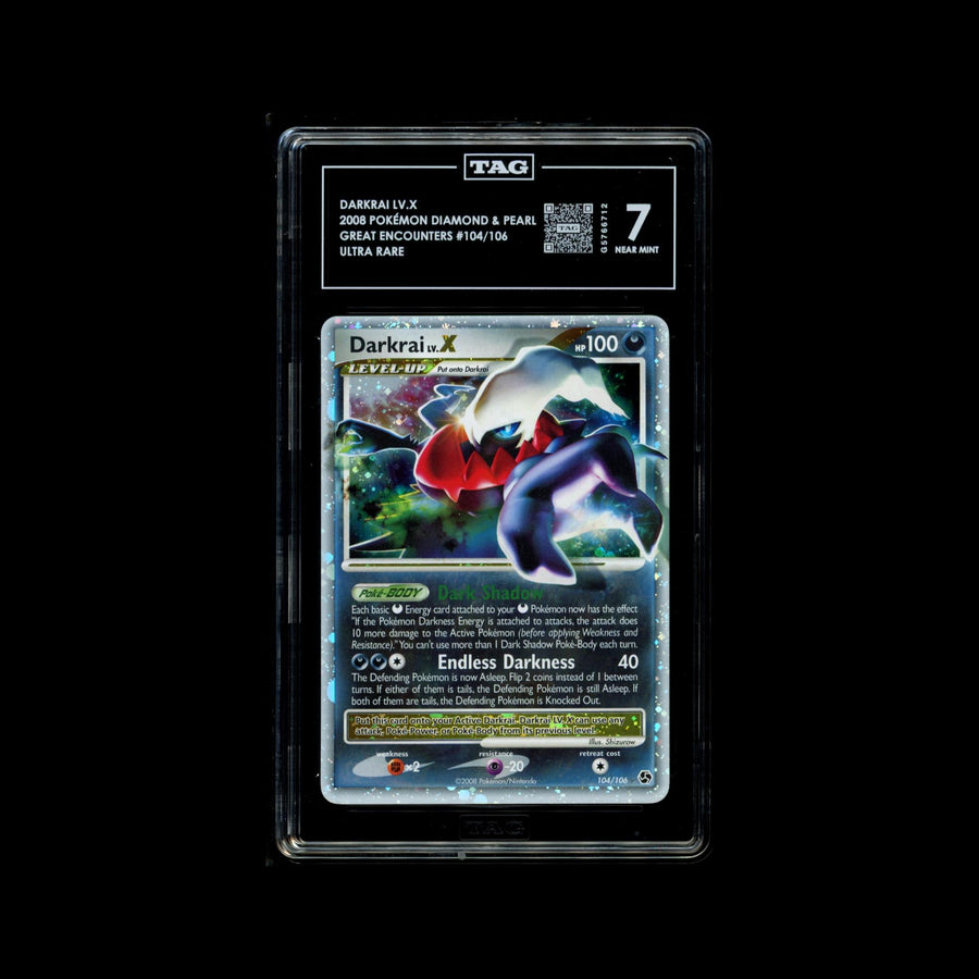 TAG 7 2008 POKÉMON DIAMOND & PEARL #104/106 GREAT ENCOUNTERS DARKRAI LV.X - PSA