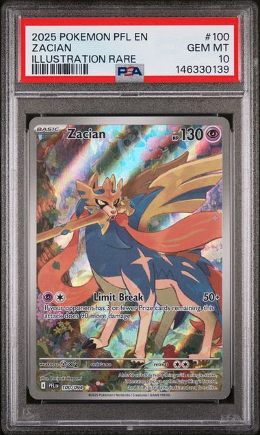 PSA 2025 POKEMON PFL EN-PHANTASMAL FLAMES #100 ZACIAN ILLUSTRATION RARE - 10