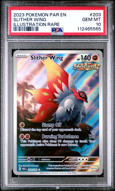 PSA 10 2023 POKEMON PAR EN-PARADOX RIFT #203 SLITHER WING ILLUSTRATION RARE -