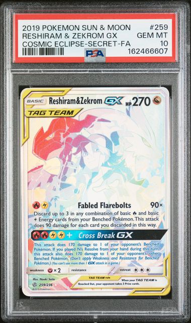 PSA 2019 POKEMON SUN & MOON COSMIC ECLIPSE #259 RESHIRAM & ZEKROM GX ECLIPSE-SECRET-FA - 10