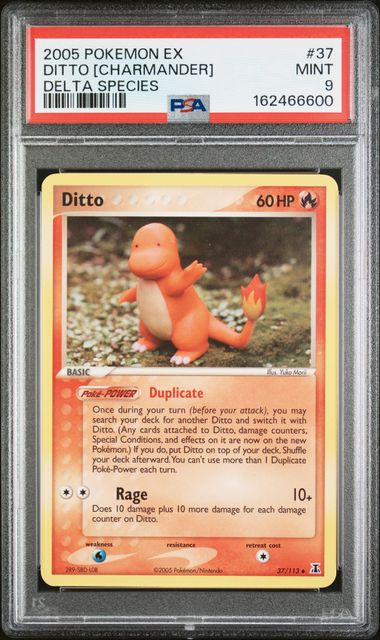 PSA 2005 POKEMON EX DELTA SPECIES #37 DITTO [CHARMANDER] - 9