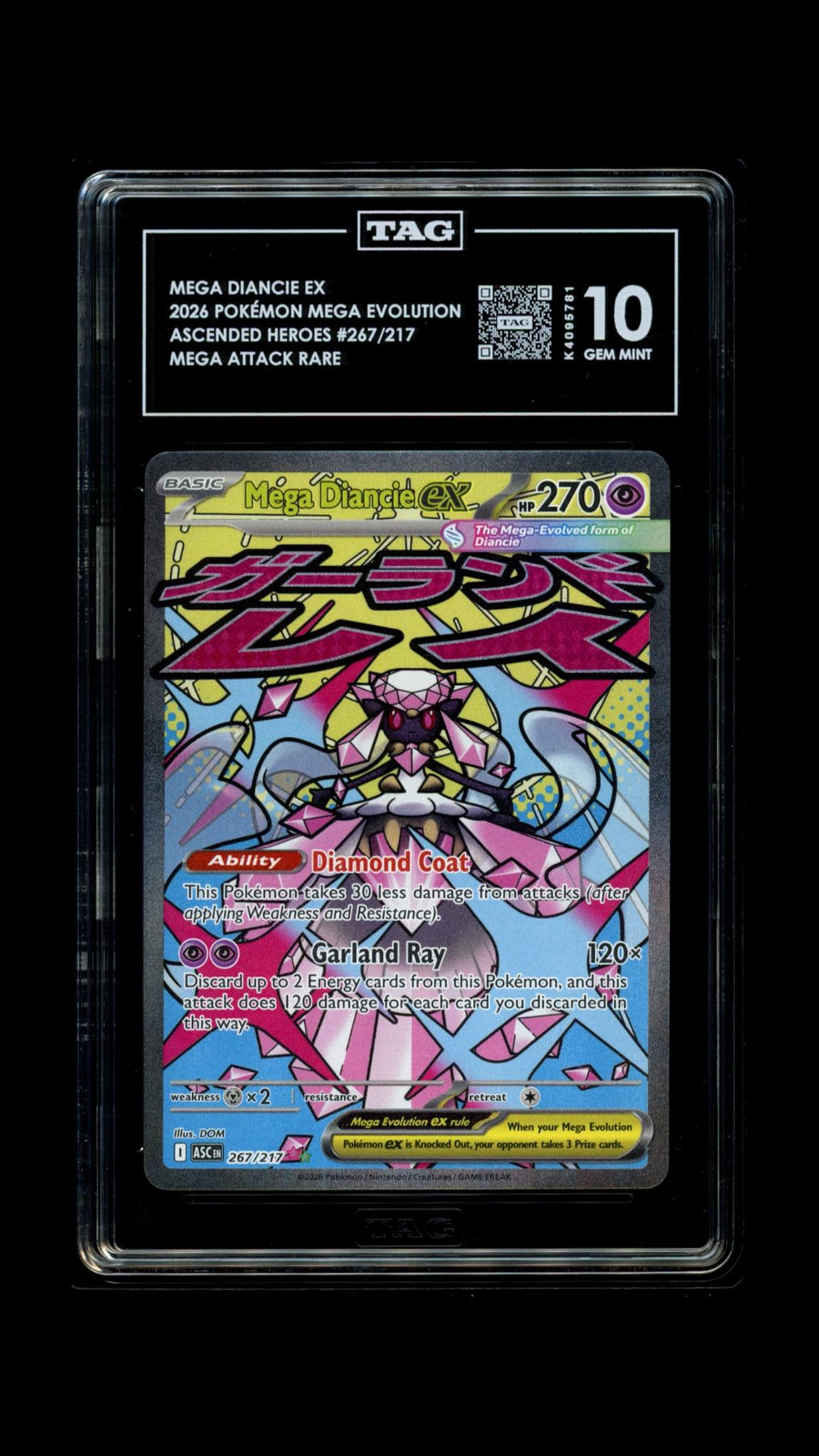 TAG 2026 Ascended Heroes Mega Diancie ex #267/217 - 10 PSA