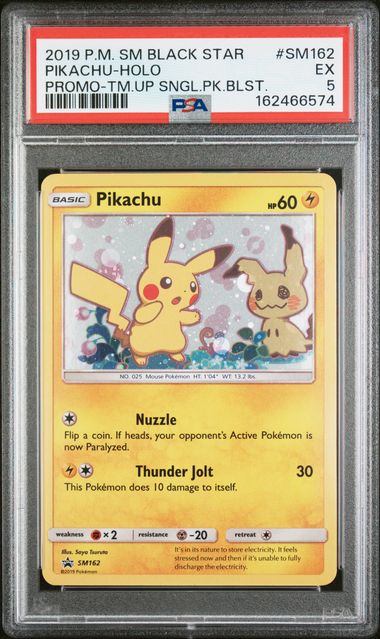 PSA 2019 POKEMON SM BLACK STAR PROMO #SM162 PIKACHU-HOLO PROMO-TM.UP SNGL.PK.BLST. - 5