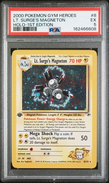 PSA 2000 POKEMON GYM HEROES #8 LT. SURGE'S MAGNETON HOLO-1ST EDITION - 5