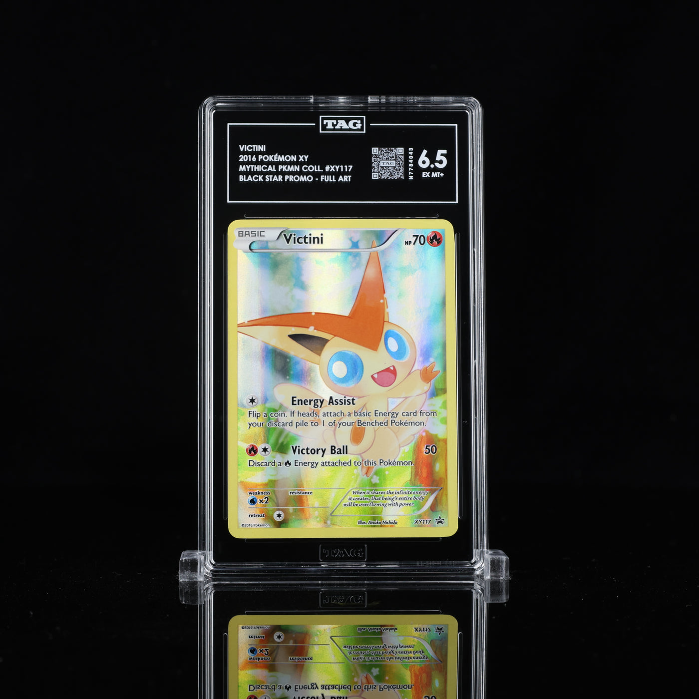 TAG 6.5 2016 POKÉMON XY BLACK STAR PROMOS #XY117 MYTHICAL COLLECTION VICTINI - PSA