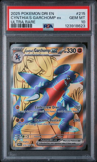 PSA 10 2025 POKEMON DRI EN-DESTINED RIVALS #215 CYNTHIA'S GARCHOMP ex ULTRA RARE -
