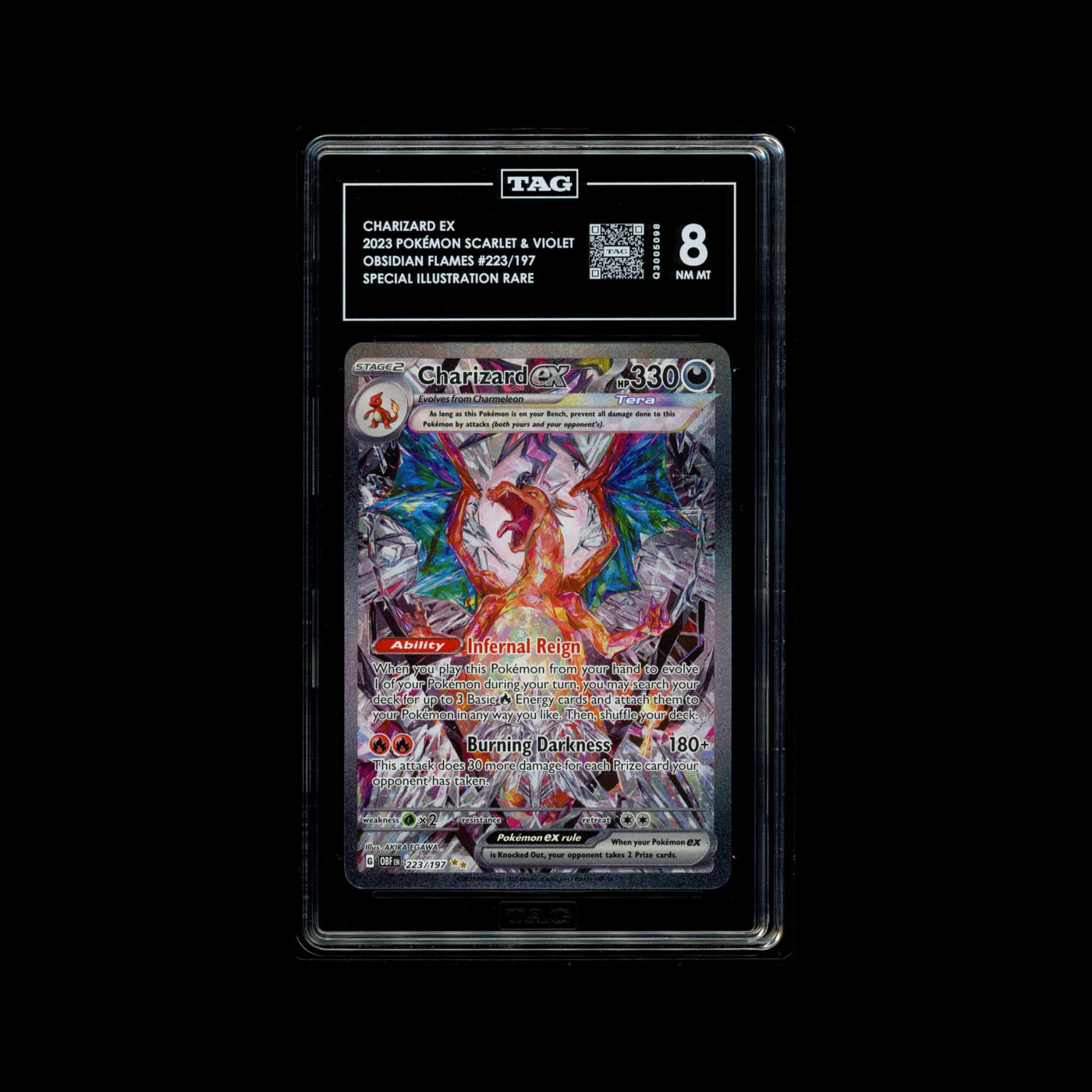 TAG 8 2023 POKÉMON SCARLET & VIOLET #223/197 OBSIDIAN FLAMES CHARIZARD EX - PSA
