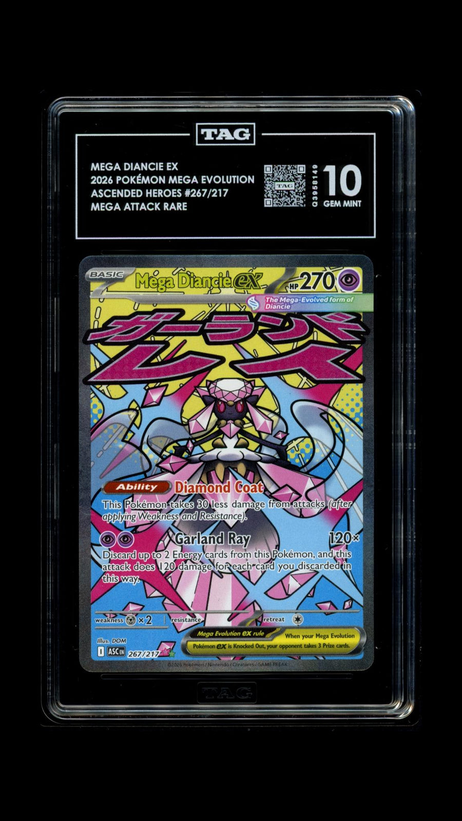 TAG 2026 Ascended Heroes Mega Diancie ex #267/217 - 10 PSA