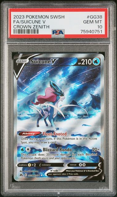 PSA 10 2023 POKEMON SWORD AND SHIELD CROWN ZENITH #GG38 FA/SUICUNE V -