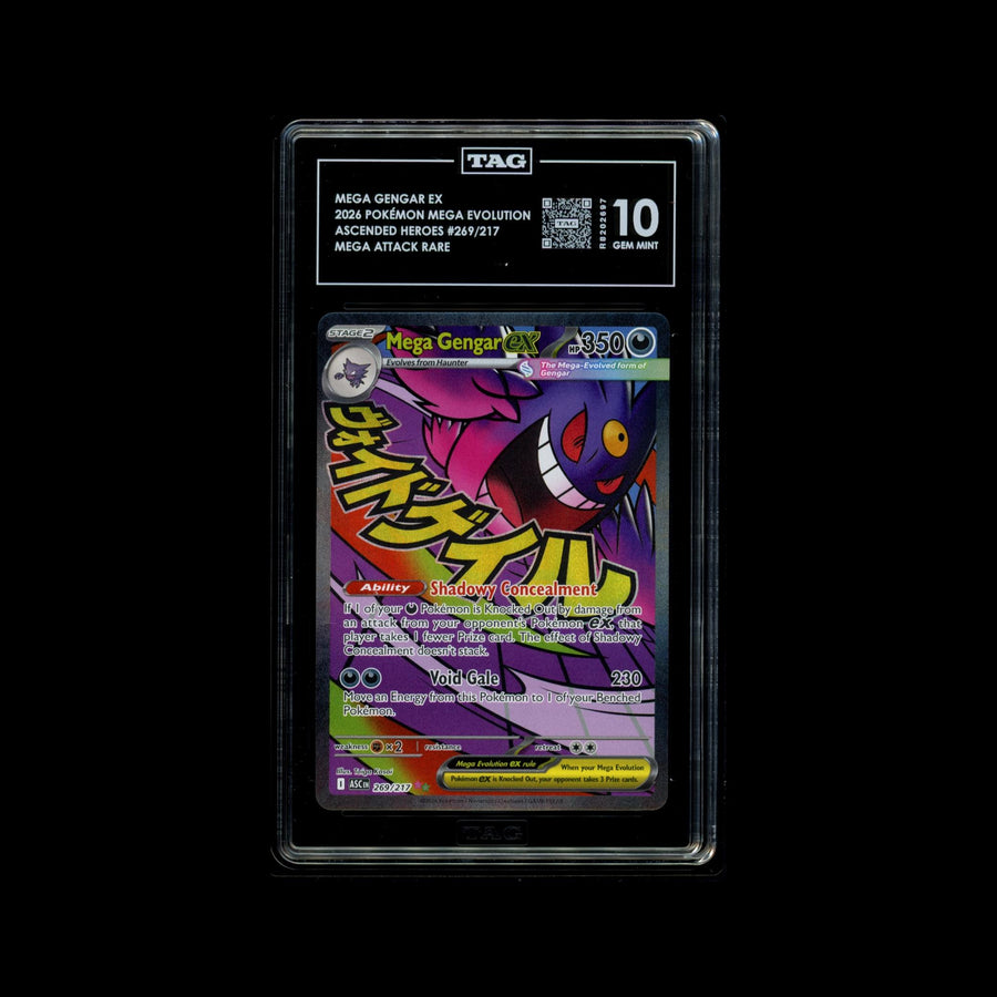 TAG 10 2026 POKÉMON MEGA EVOLUTION #269/217 ASCENDED HEROES GENGAR EX - PSA