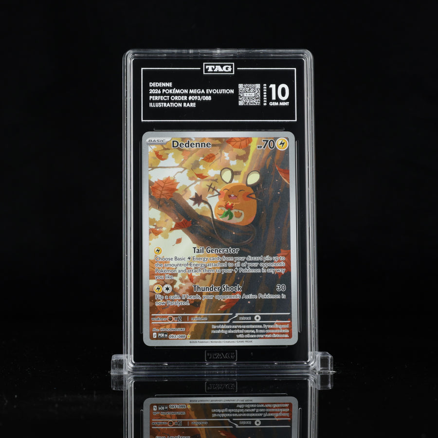 TAG 10 2026 POKÉMON MEGA EVOLUTION #093/088 PERFECT ORDER DEDENNE - PSA