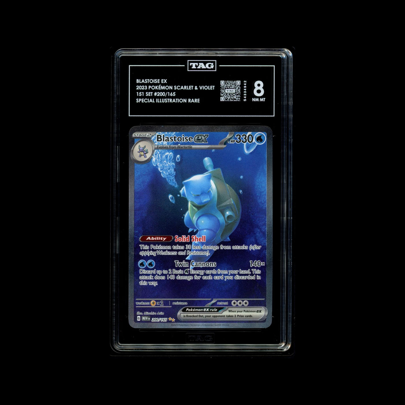 TAG 8 2023 POKÉMON SCARLET & VIOLET #200/165 151 BLASTOISE EX - PSA