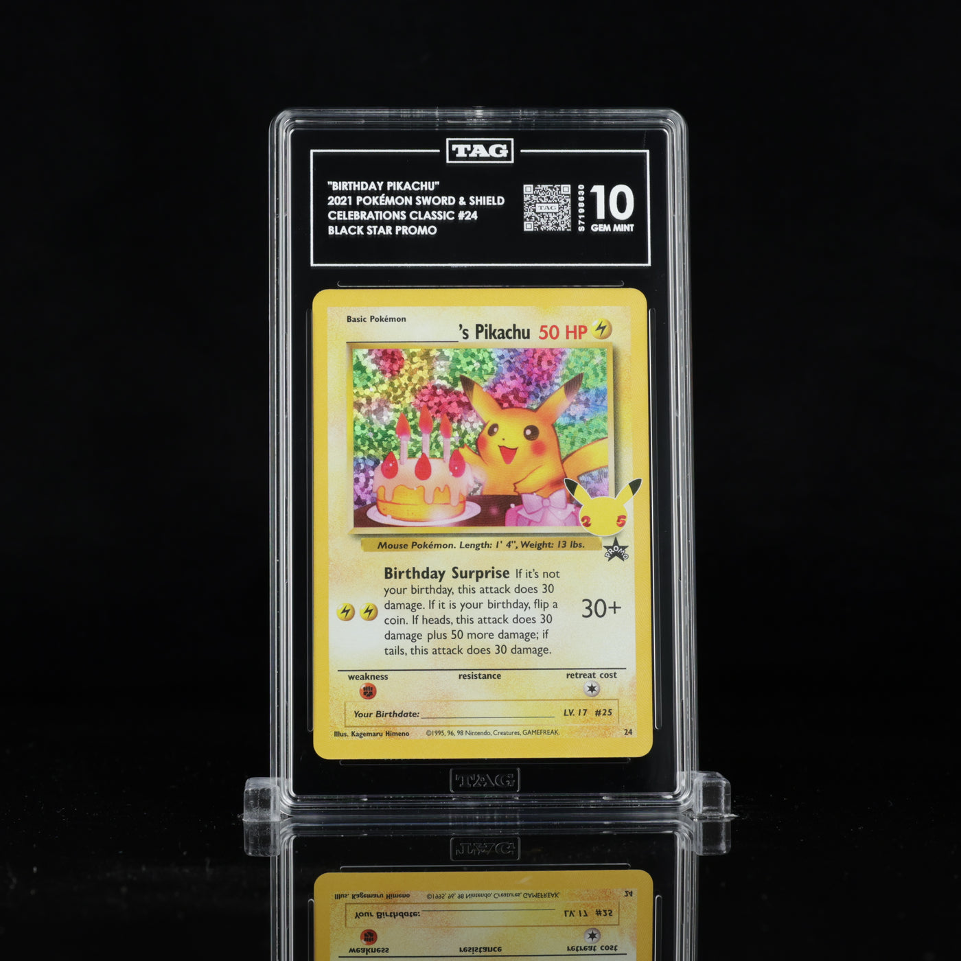 TAG 10 2021 POKÉMON SWORD & SHIELD BLACK STAR PROMOS #24 CELEBRATIONS CLASSIC COLLECTION ________'S PIKACHU (BIRTHDAY - PSA