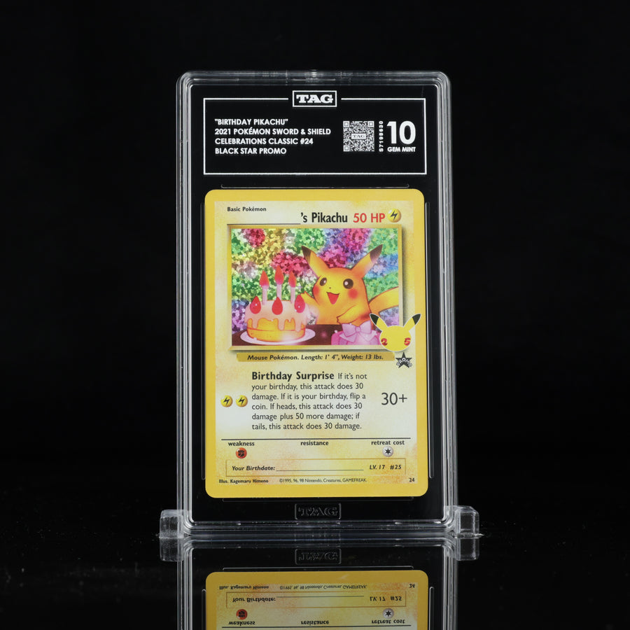 TAG 10 2021 POKÉMON SWORD & SHIELD BLACK STAR PROMOS #24 CELEBRATIONS CLASSIC COLLECTION ________'S PIKACHU (BIRTHDAY - PSA