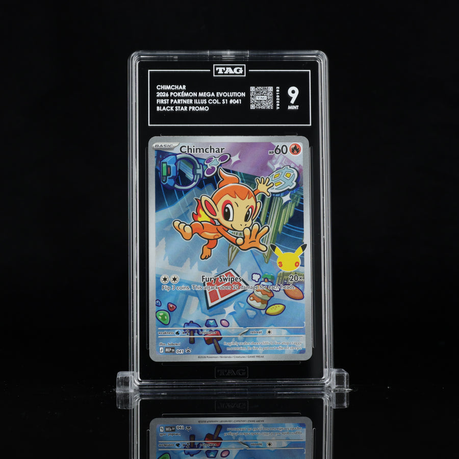 TAG 9 2026 POKÉMON MEGA EVOLUTION BLACK STAR PROMOS #041 FIRST PARTNER ILLUSTRATION COLLECTION SERIES 1 CHIMCHAR - PSA