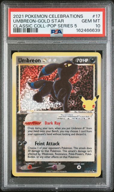 PSA 2021 POKEMON CELEBRATIONS CLASSIC COLLECTION #17 UMBREON-GOLD STAR COLL-POP SERIES 5 - 10