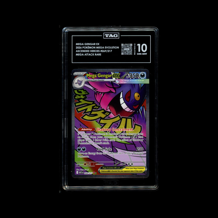 TAG 10 2026 POKÉMON MEGA EVOLUTION #269/217 ASCENDED HEROES GENGAR EX - PSA
