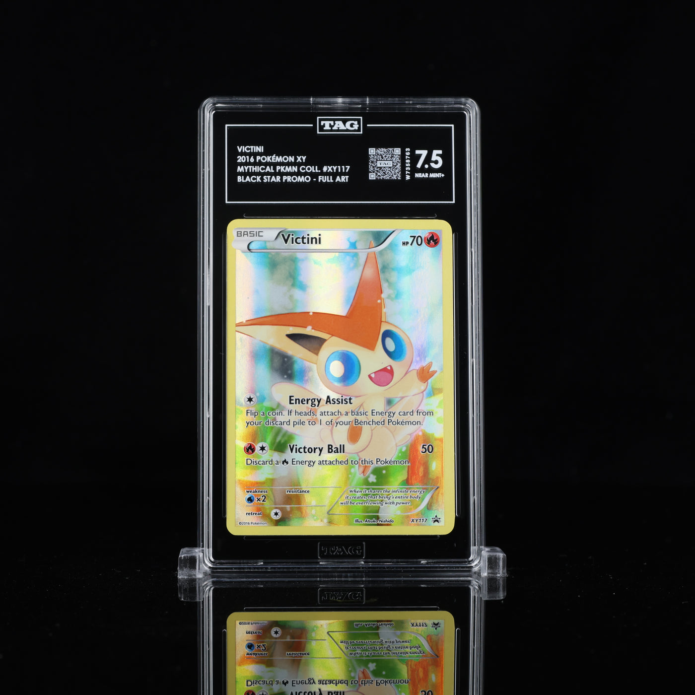 TAG 7.5 2016 POKÉMON XY BLACK STAR PROMOS #XY117 MYTHICAL COLLECTION VICTINI - PSA