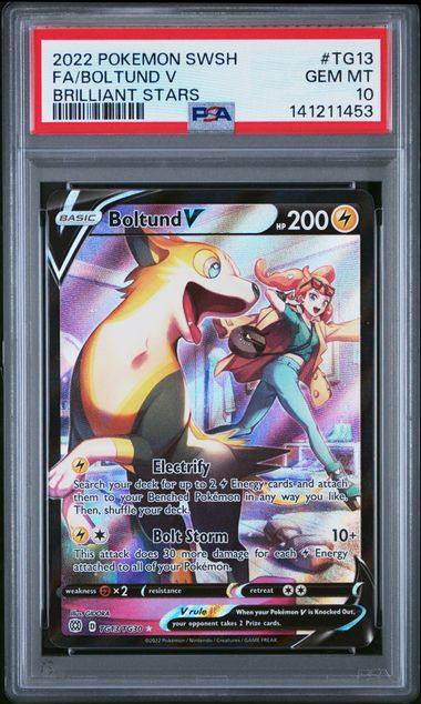PSA 10 2022 POKEMON SWORD & SHIELD BRILLIANT STARS #TG13 FA/BOLTUND V -