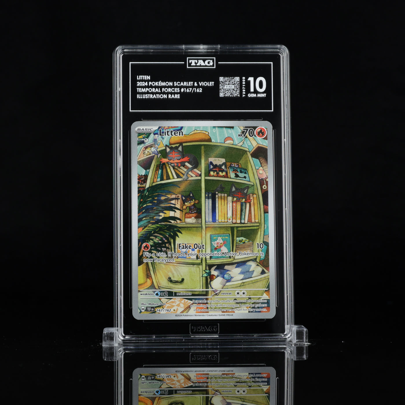 TAG 10 2024 POKÉMON SCARLET & VIOLET #167/162 TEMPORAL FORCES LITTEN - PSA