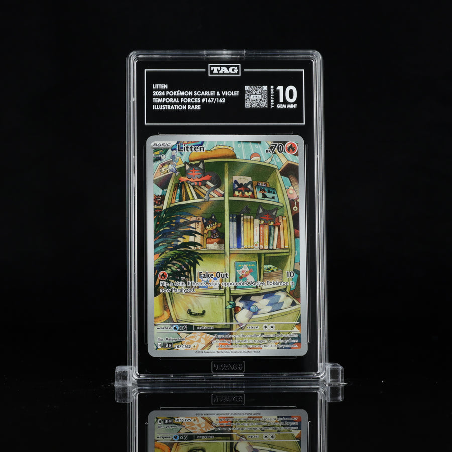 TAG 10 2024 POKÉMON SCARLET & VIOLET #167/162 TEMPORAL FORCES LITTEN - PSA