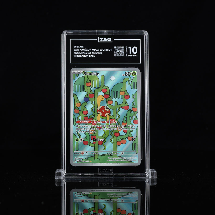 TAG 10 2025 POKÉMON MEGA EVOLUTION #136/132 BASE SET SHUCKLE - PSA