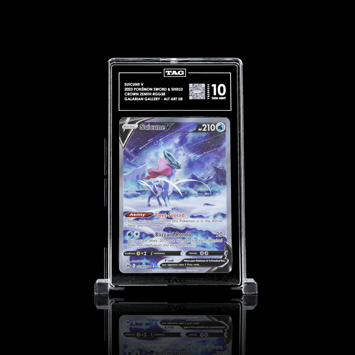 TAG 10 2023 POKÉMON SWORD & SHIELD #GG38 CROWN ZENITH GALARIAN GALLERY SUICUNE V - PSA