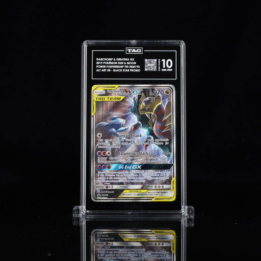 TAG 10 2019 POKÉMON SUN & MOON BLACK STAR PROMOS #SM193 POWER PARTNERSHIP TINS GARCHOMP & GIRATINA GX - PSA