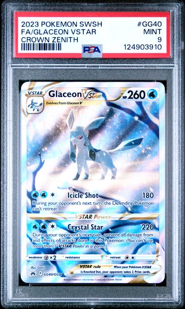 PSA 9 2023 POKEMON SWORD AND SHIELD CROWN ZENITH #GG40 FA/GLACEON VSTAR -