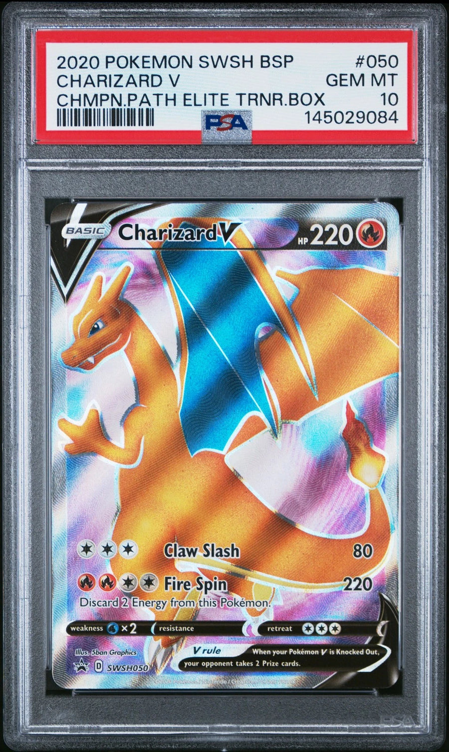 PSA 10 2020 POKEMON SWSH BLACK STAR PROMO #050 CHARIZARD V CHMPN.PATH ELITE TRNR.BOX -