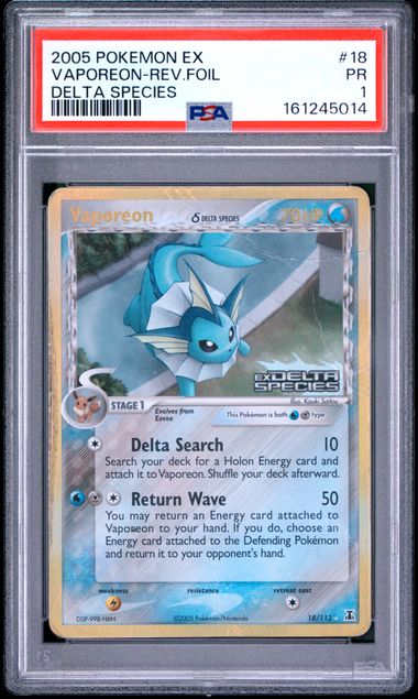 PSA 2005 POKEMON EX DELTA SPECIES #18 VAPOREON-REV.FOIL - 1
